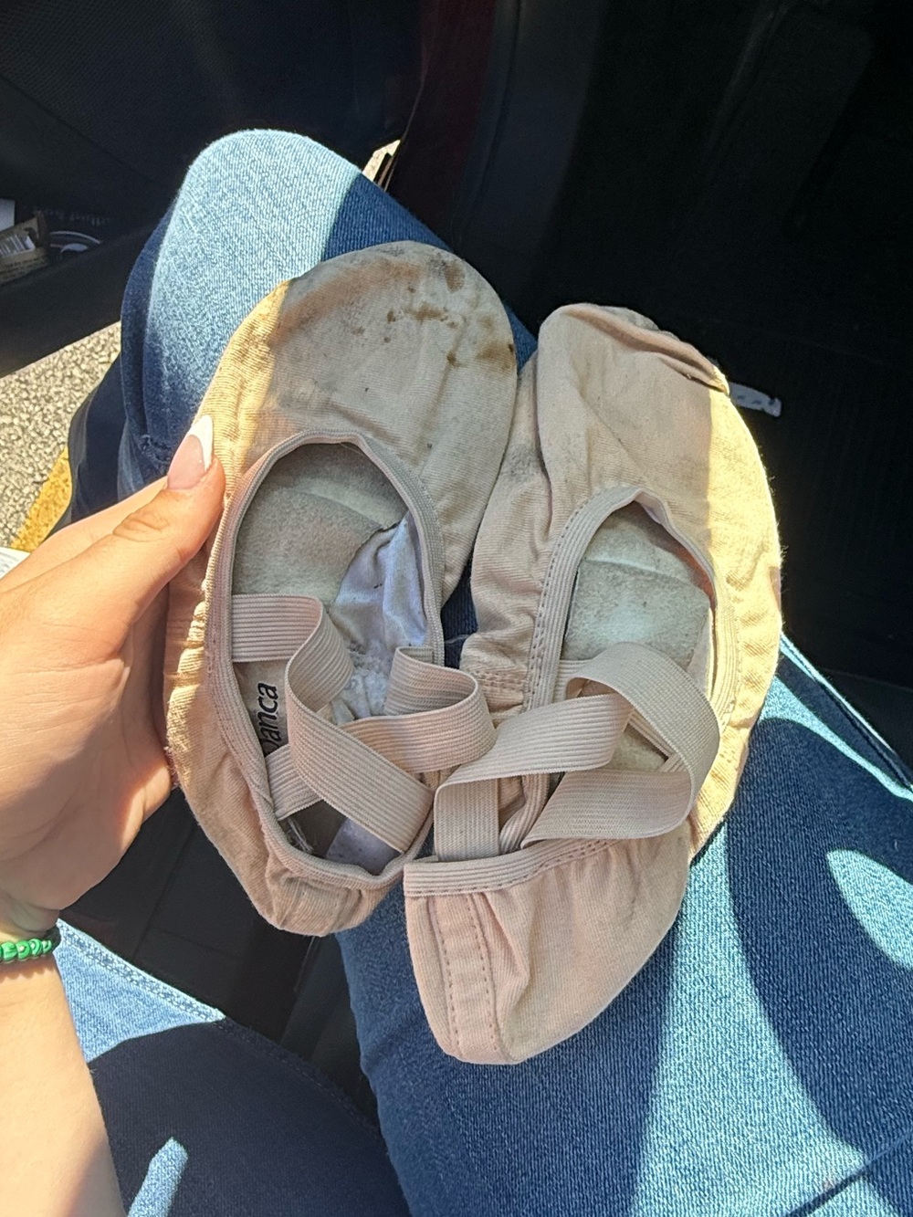 Well worn ballet shoes